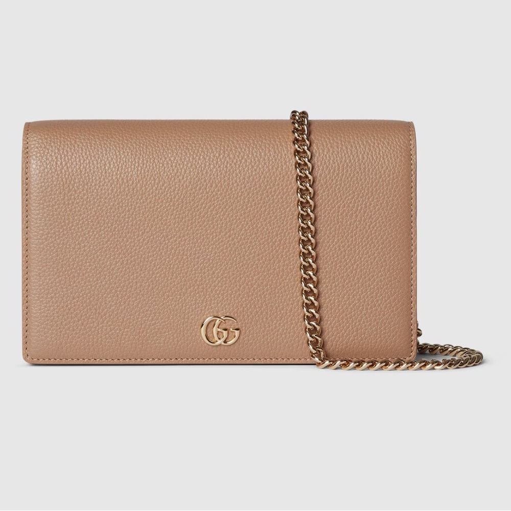 Gucci Tan Crossbody Bag with Gold Chain